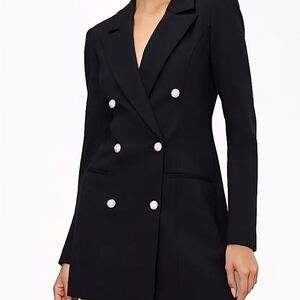 Good American Black Double-Breasted Blazer Rhinestone Button 2XL